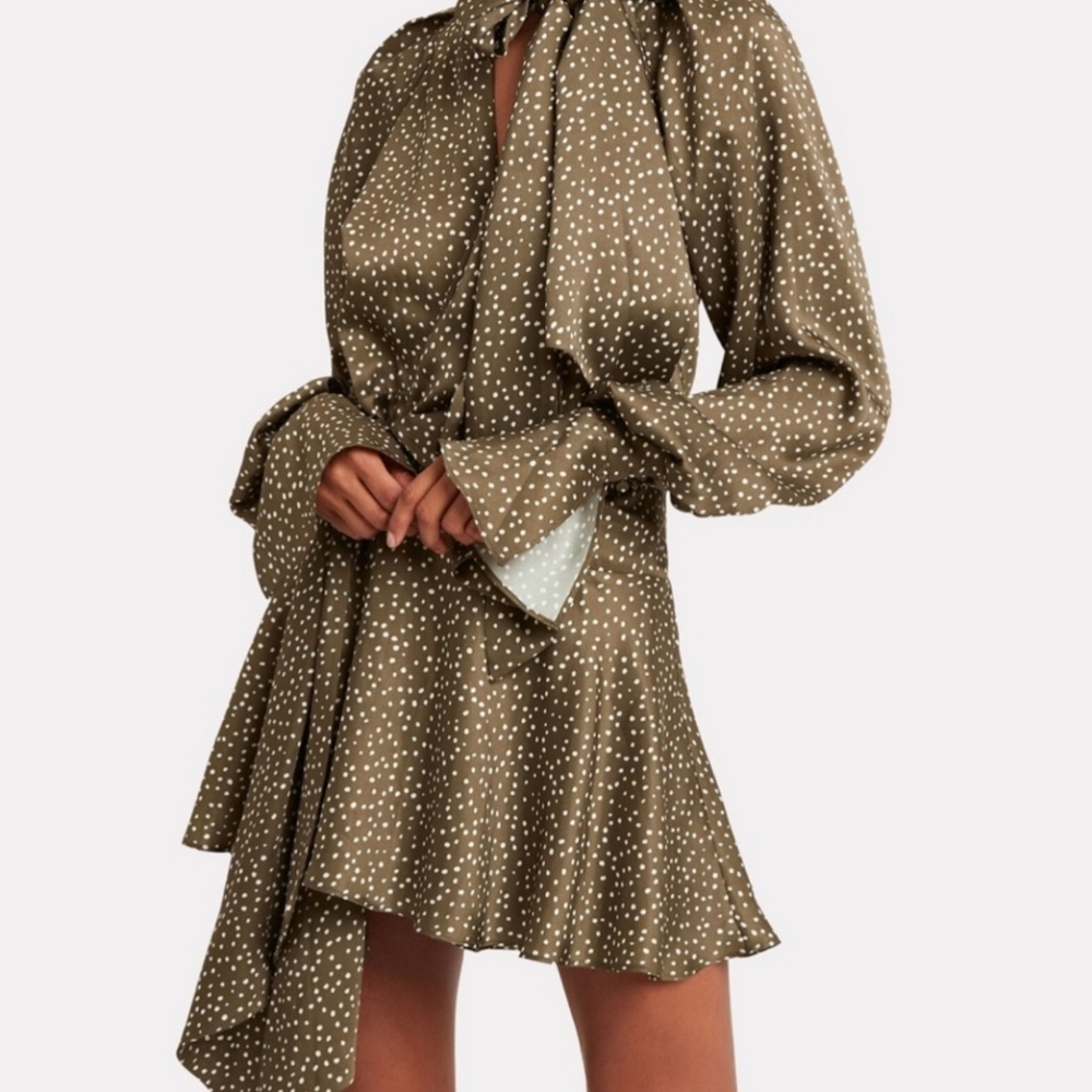 NWT Acler Doheny Polka Dot Tie Neck Dress